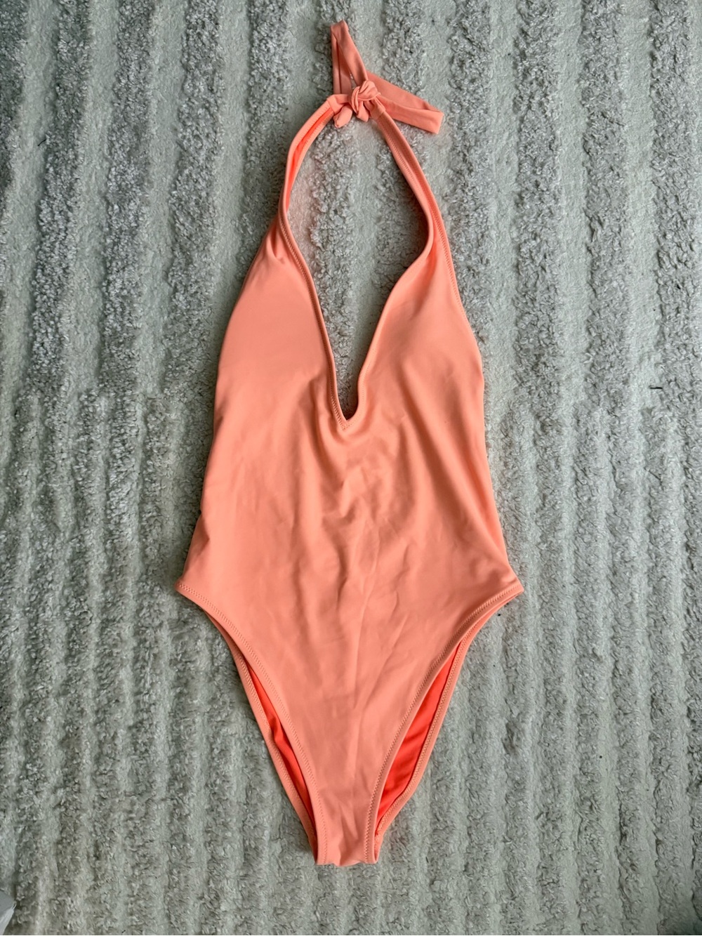 aerie Coral Halter One-Piece Swimsuit